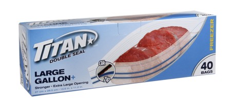 TITAN DBL SEAL FREEZER BAG LG 40/PK