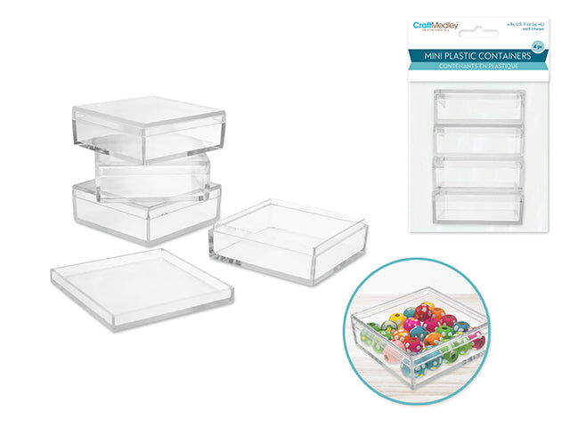 Craft Storage: Mini Plastic Containers x4 for Glitter/Sand/Beads/Findings