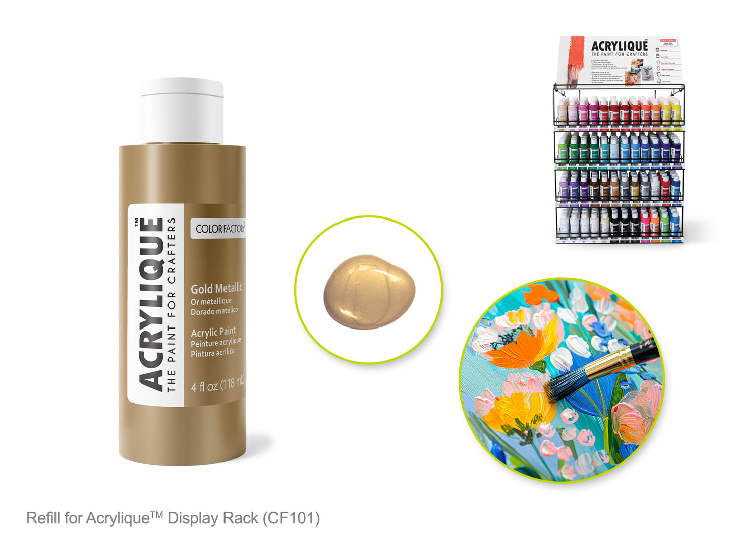 Color Factory: 4oz Acrylique Paint for Crafter's 185 Gold Metallic