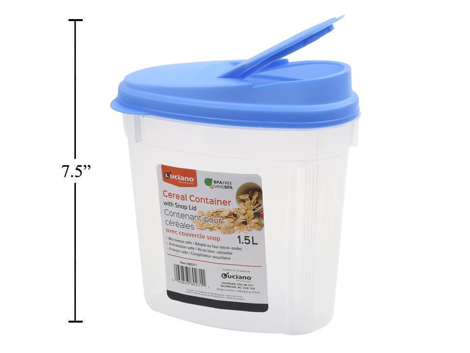 Luciano 1.5L(52-oz)Cereal Container w/Snap Lid, Oval