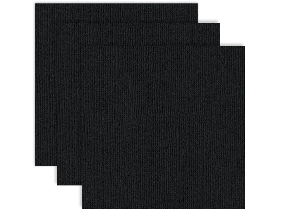 Scrapbook Paper: 12"x12" Textura Select Cardstock x3 Asst Pre-Packaged K) Black
