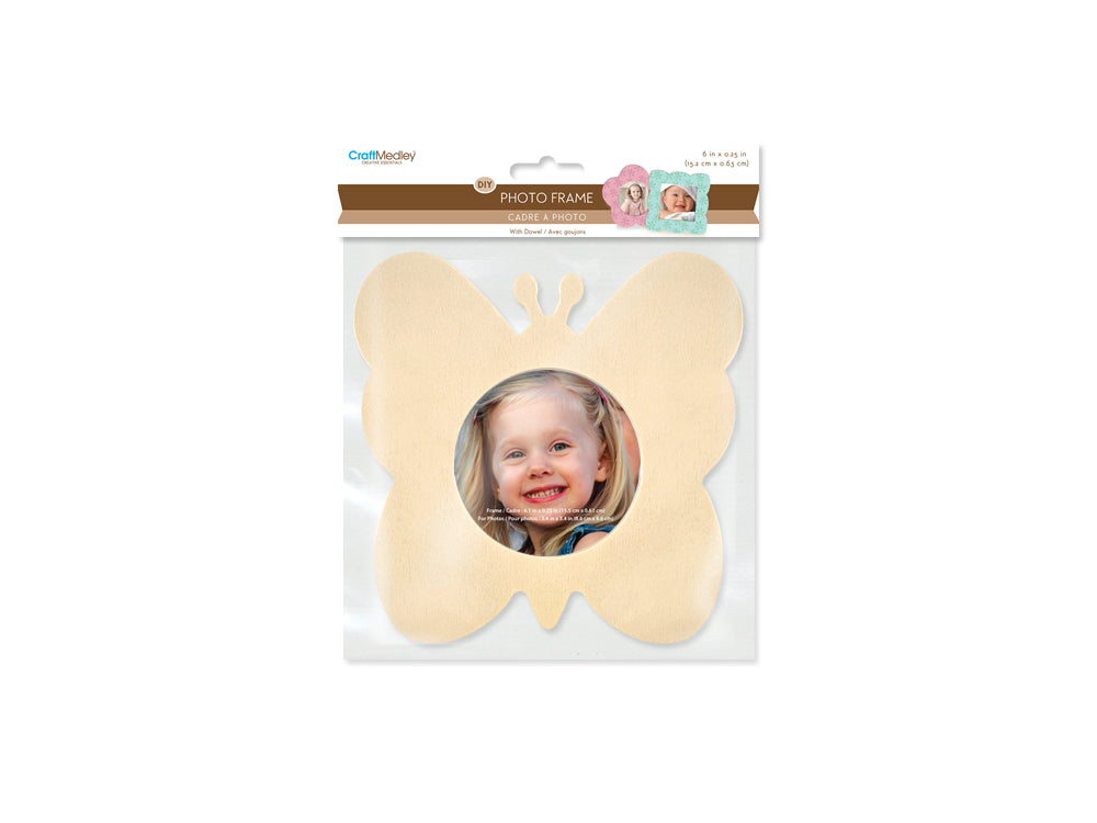Wood Craft: 6 1/4" DIY Photo Frame w/Dowel C) Butterfly