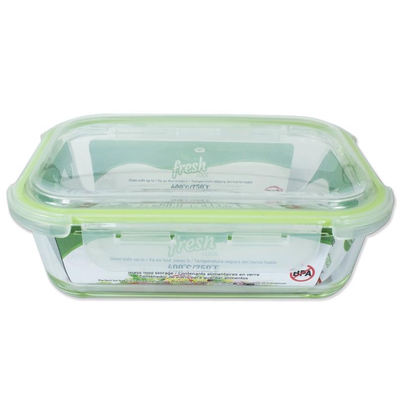 GLASS FOOD STORAGE CONTAINER RECTANGULAR 1040ML