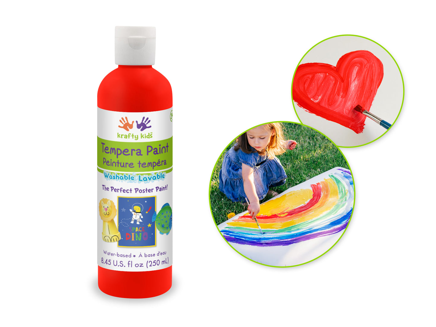 Krafty Kids Paint: 250ml Tempera (8.45oz) G) Red
