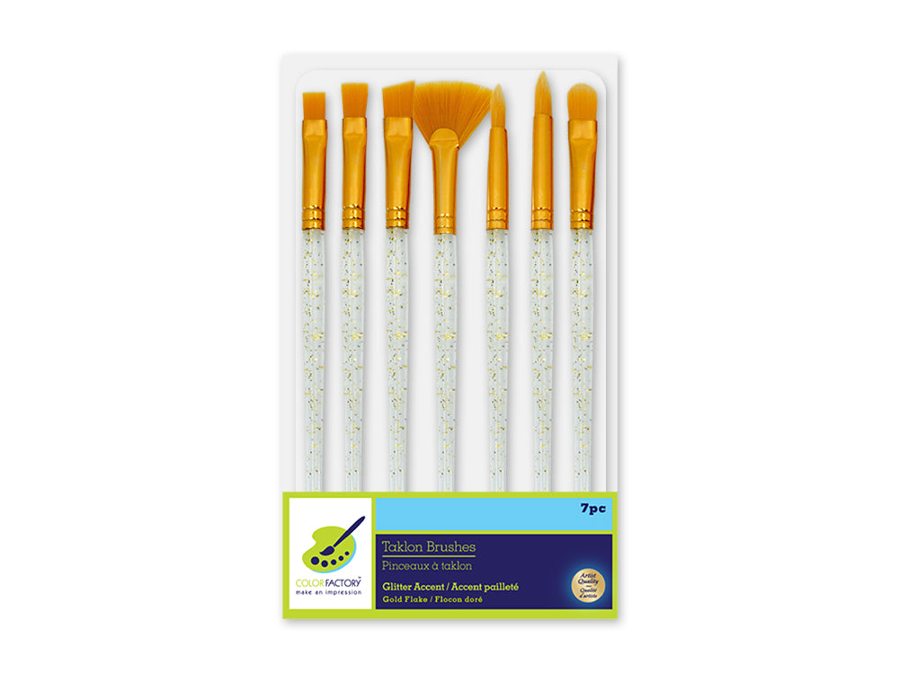 Artist Brush Set: Taklon Glitter Accent Series x7 Clear PS Handle A) Gold Flake Versatile 1