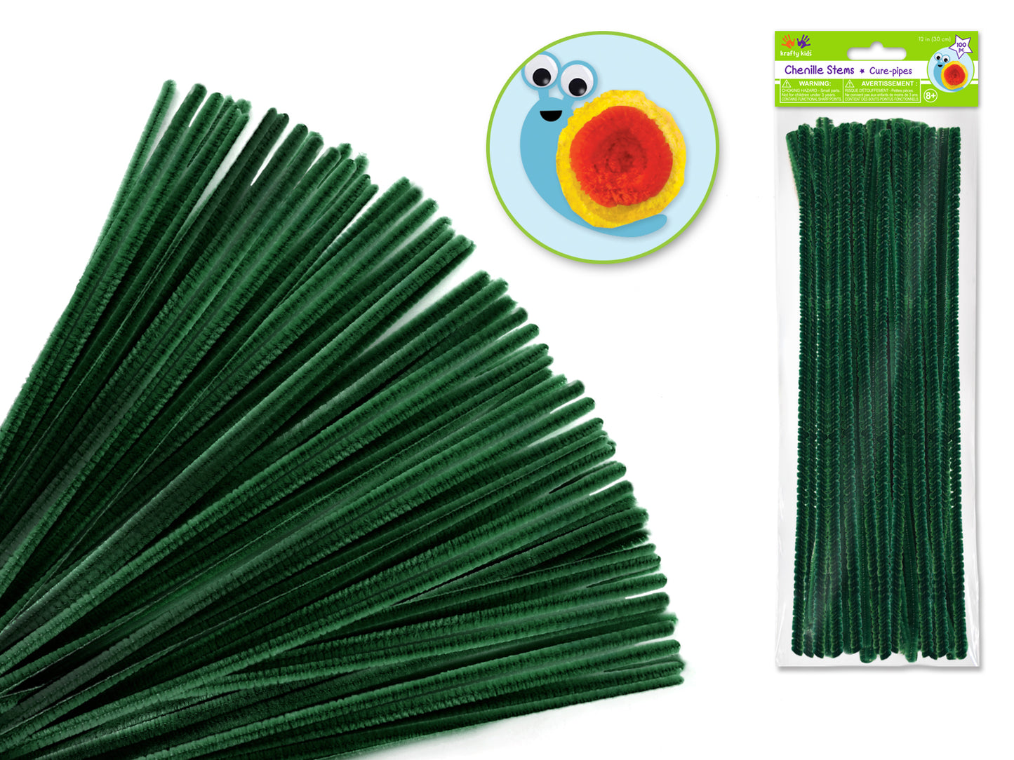 Chenille Stems: 6mmx30cm 100/pk Pipe Cleaners E) Hunter Green