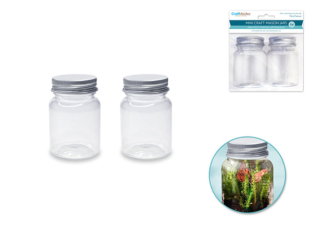 Craft Storage: 4.5x6.7cm (60ml) DIY Mini Plastic Mason Jar x2/AlumTop