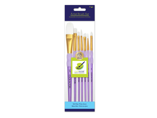Artist Brush Set: Nylon Hair Shimmer Series Soft-Grip x7 Plastic Handle