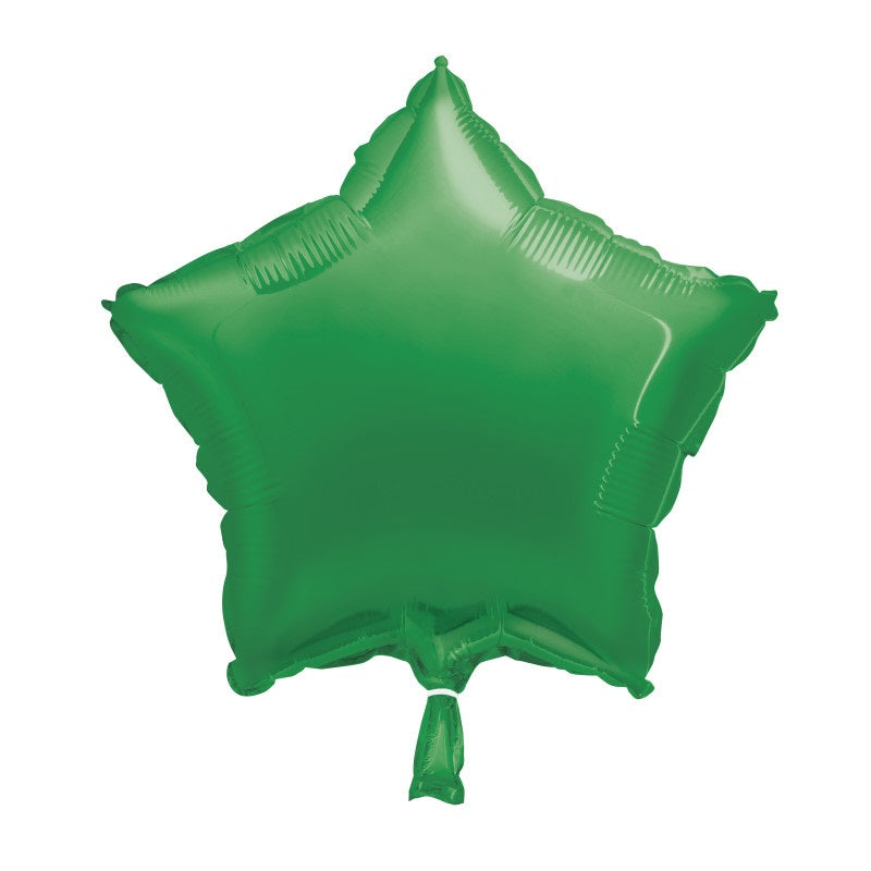 Green Solid Star Foil Balloon 18"  Packaged