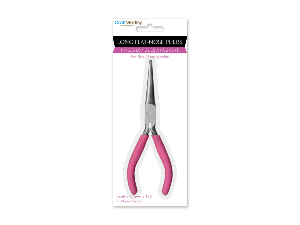 Beading/Jewelry Tool: 6" Long Flat Nose Pliers w/Soft Grip Handle