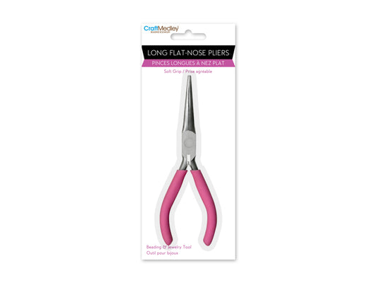 Beading/Jewelry Tool: 6" Long Flat Nose Pliers w/Soft Grip Handle