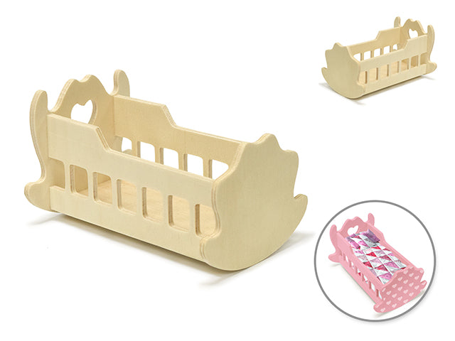 Wood Craft: 6"x3.25"x4.25" DIY Baby Cradle