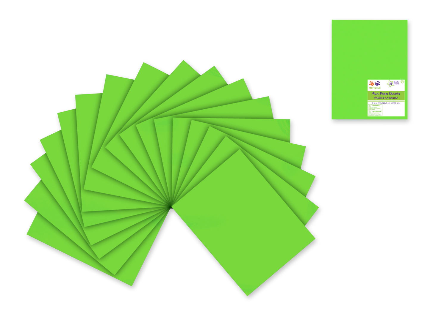 Fun Foam Sheets: One 9"x12" - 2mm(T) Barcoded Sheets P) Neon Green