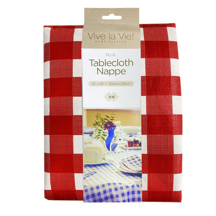 Tablecloth Peva - Flannel back Red 52"x90"