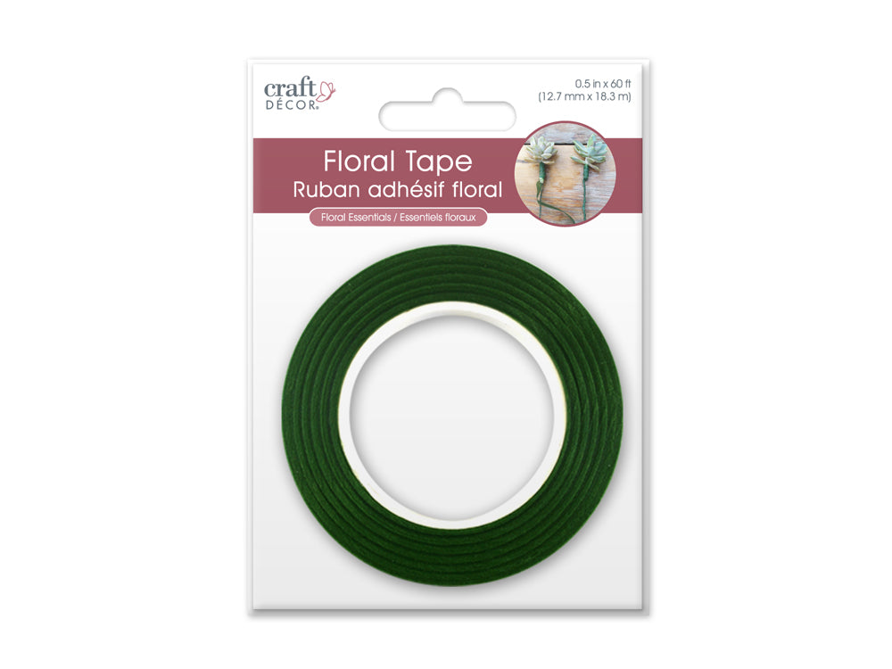 Floral Tape Stem Wrap: 1/2" x 20yds A) Green