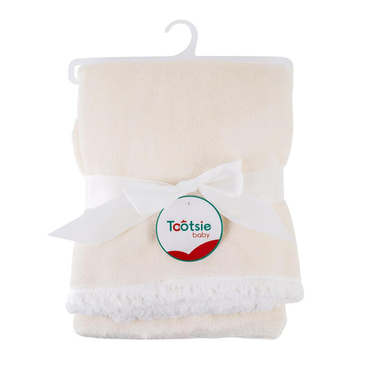 Tootsie Baby, Ivory Fleece Blanket 30x40", w sherpa lining, hanger w tag
