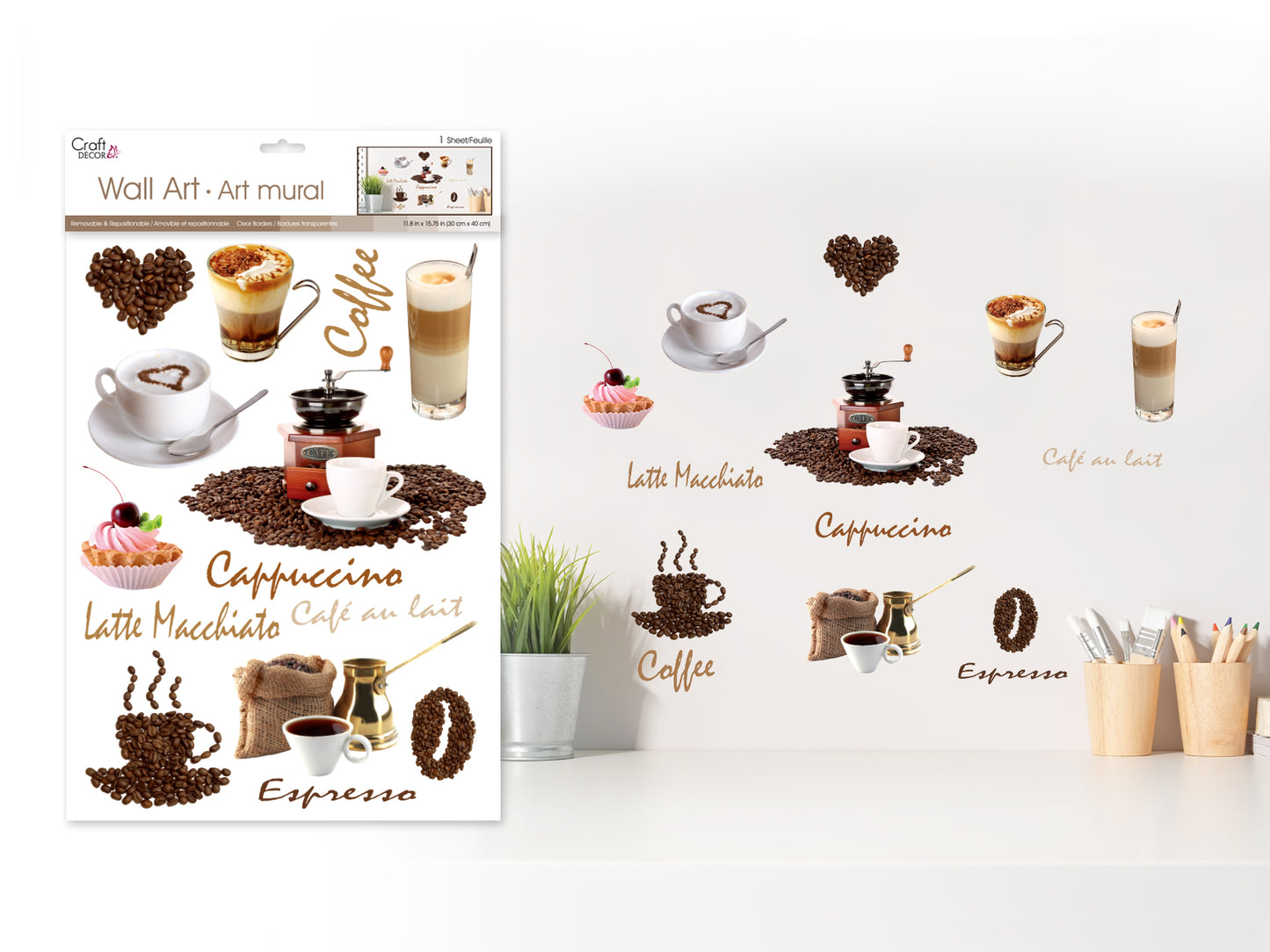 Craft Decor: 11.8"x15.75" Wall Art Clear E) Coffee Time