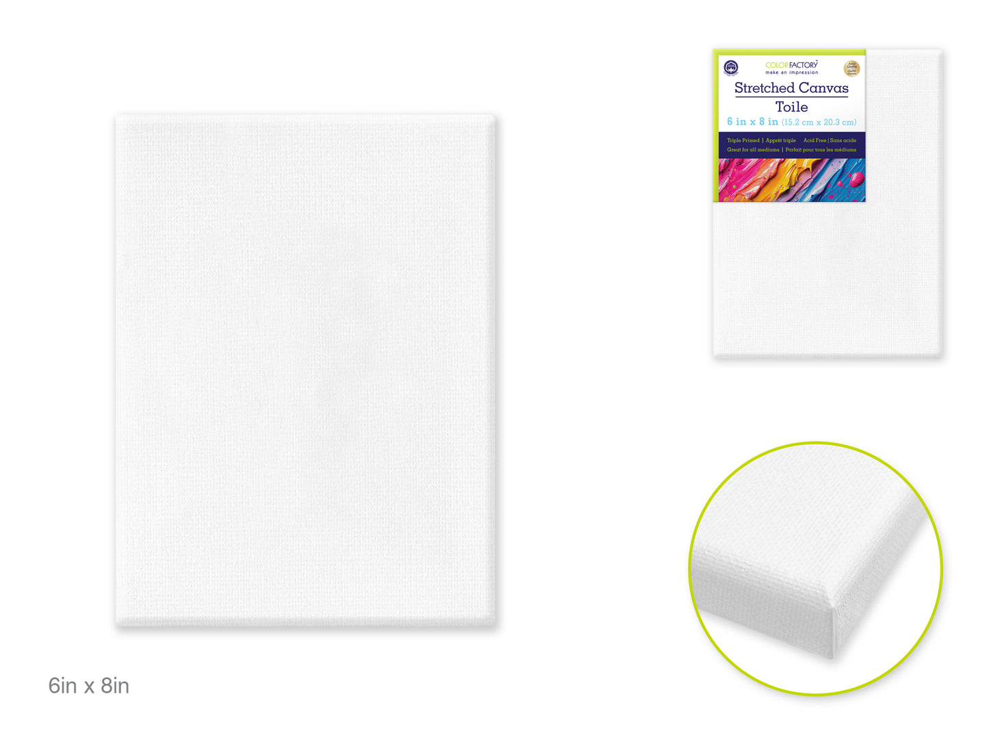 Stretch Artist Canvas: Rect. 6"x8" Primed Back-Stapled