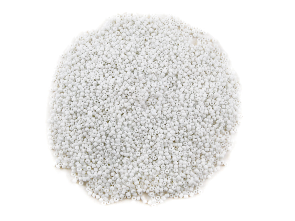 Glass Seed Beads: 12/0 Opaque 60Gms H) White