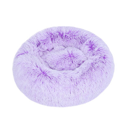 FLUFFY ROUND PET BED PURPLE TIE DYE-40CM 40cm D