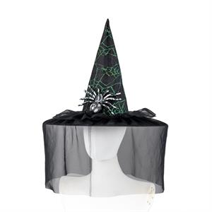 Party Gear 18" Deluxe Witch Hat w/ Veil, Black, CHT