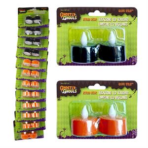 G. Ghouls 2pk LED Tealights, b/c 12pcs/Clipstrip, 2/Cols. (A811038)