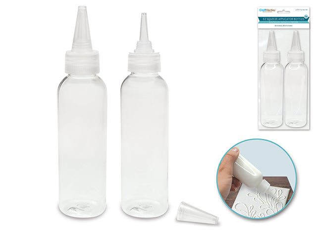 Plastic Bottle: 120ml EZ-Squeeze Clear Paint & Glue Applicator x2