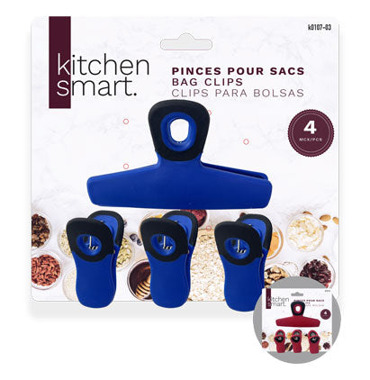 BAG CLIPS - 4PCS-2 ASST. BLUE-RED