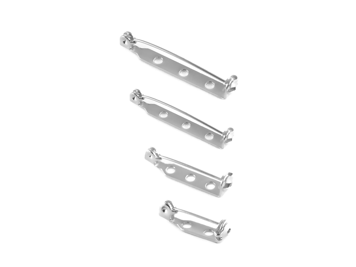 Bar Pin Jewel Back w/Clasp: 3/4"-1 1/2" Silver x10 Asst 3/4"+1"+1.25"+1.5"