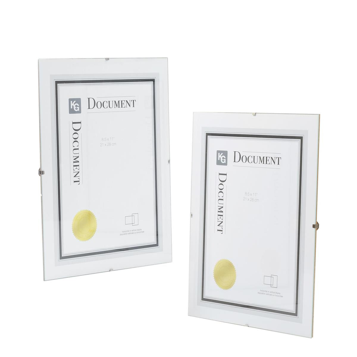KG 2Pk Glass Doc Clip Frame 8.5X11" FRAME (AZ)  (LD xx)
