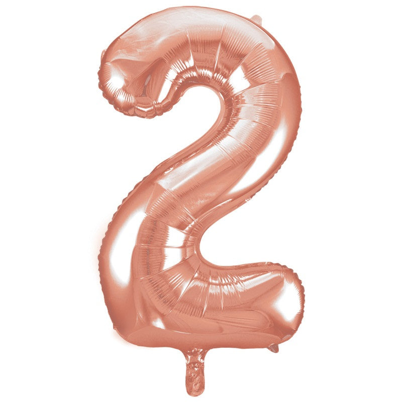 Rose Gold Number 2 Shaped Foil Balloon 34"  Packaged