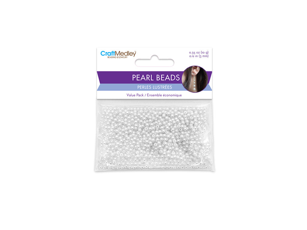 Pearl Beads: Acrylic Sleek White Value-Pack A) 3mm~ 850pc