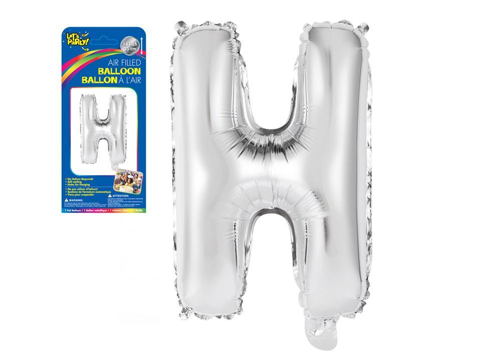 Let's Party "H" Silver Air Filled Balloon, 14"