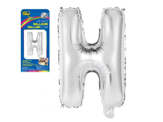 Let's Party "H" Silver Air Filled Balloon, 14"