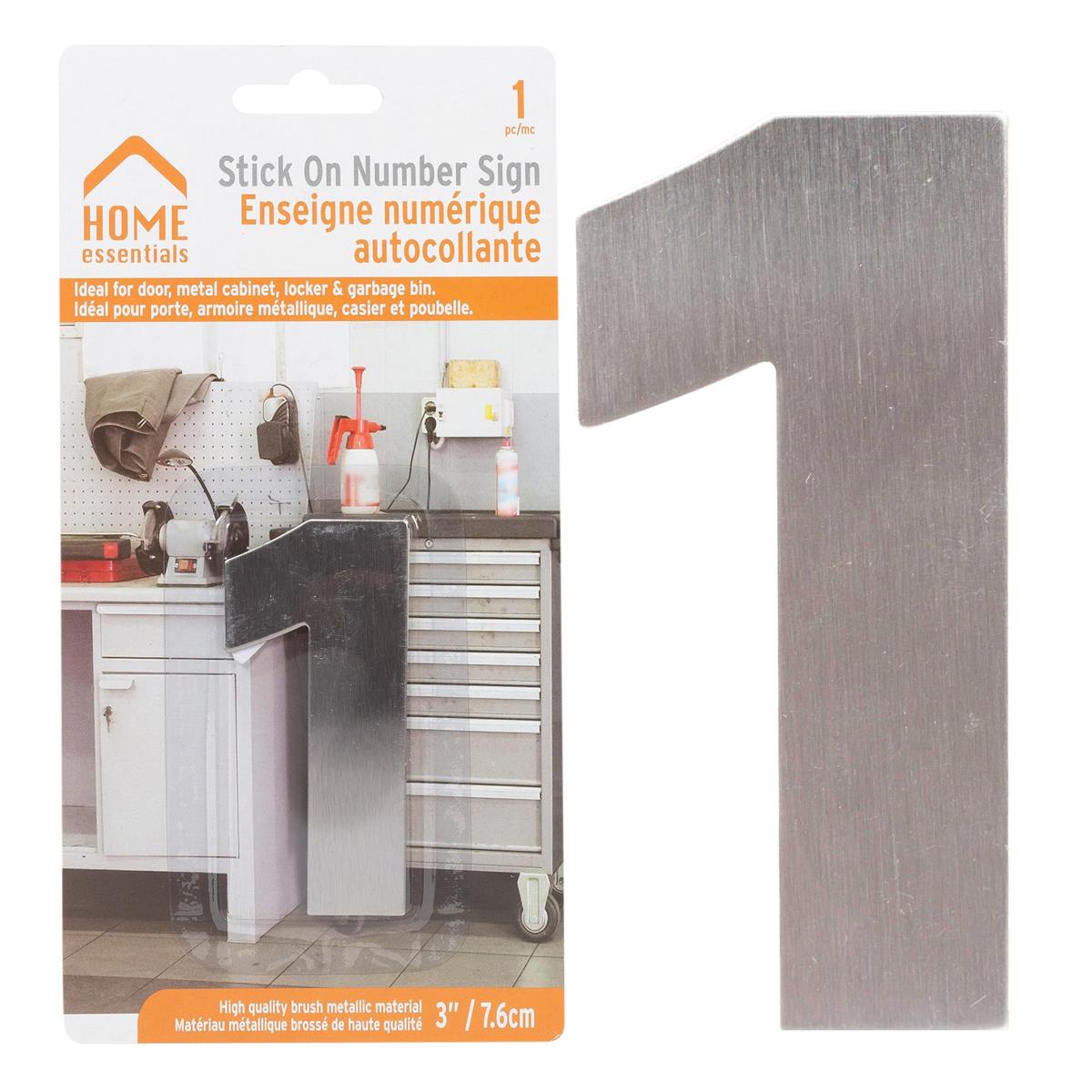 H.E. 3"#1 Adhesive Number Sign, SS B/C