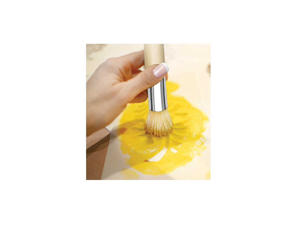 Color Factory: 3/4" Stencil Brush (#4) Wood Handle, Metal Studded Ferrule