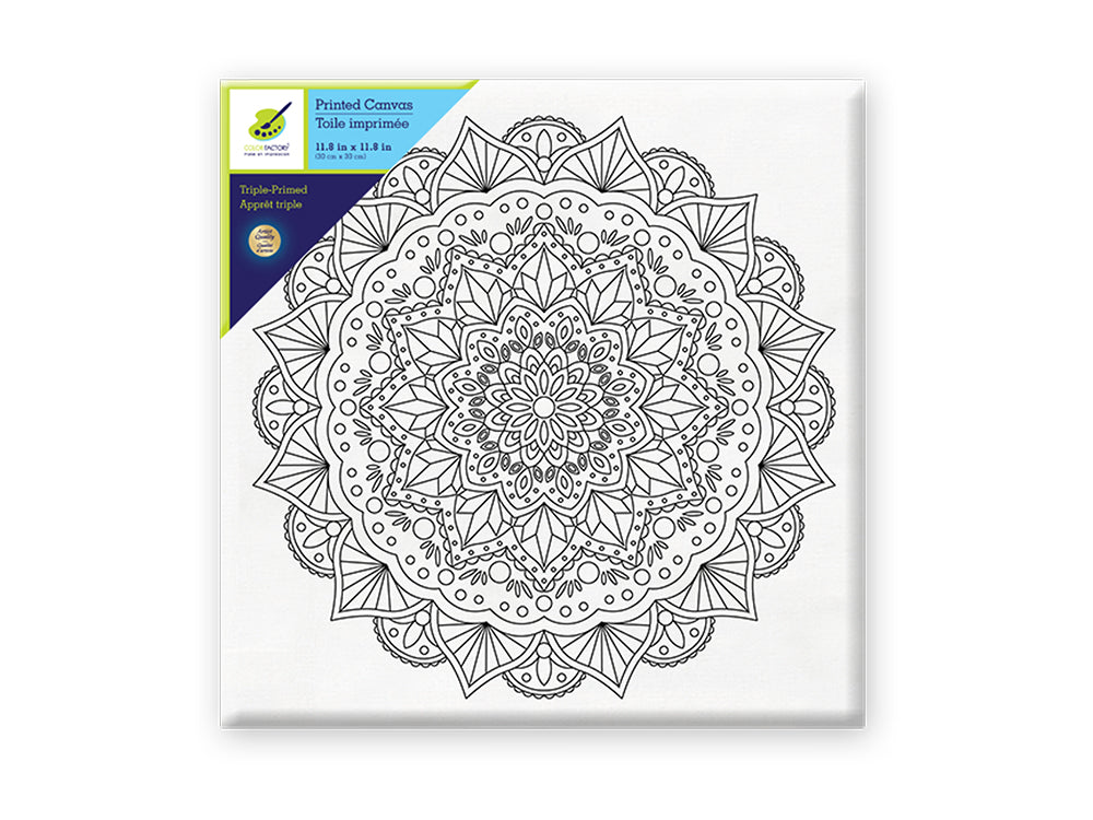 Stretch Artist Printed Canvas: 12"x12" Primed Back-Stapled L) Mandala