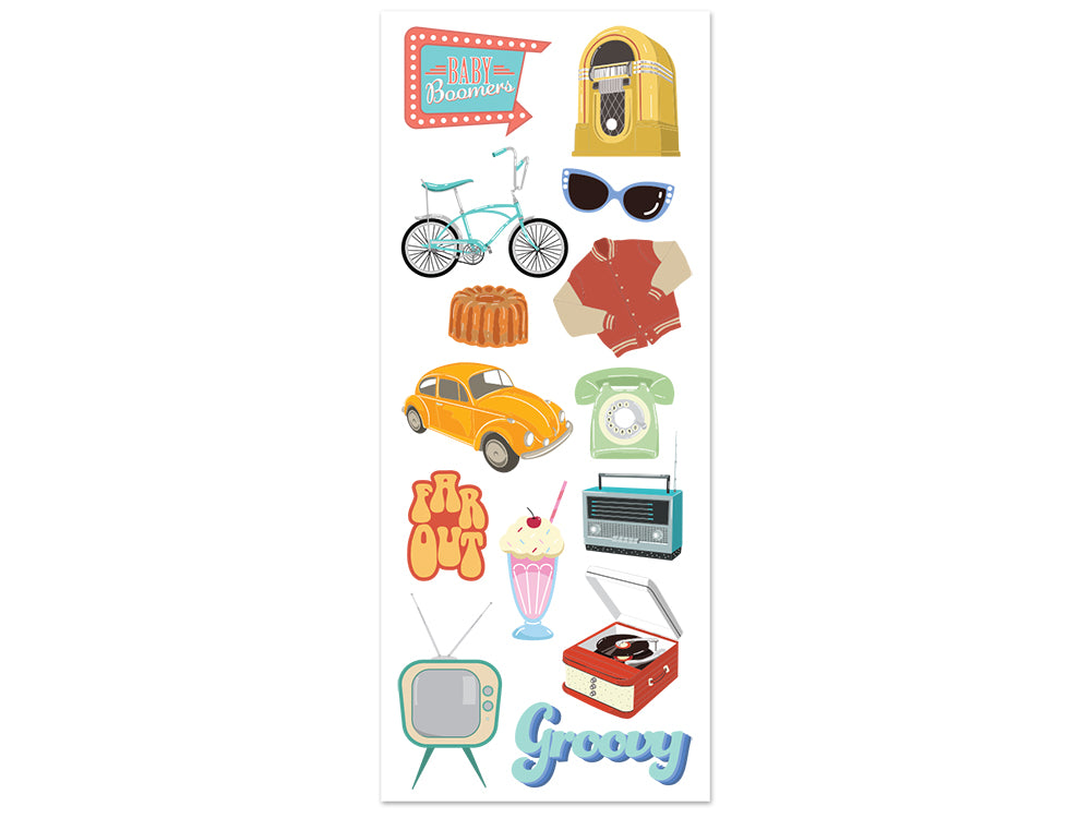 Paper Craft Sticker: 5"x12" Classic Themes 'Clear' Photo Safe 09) Baby Boomer