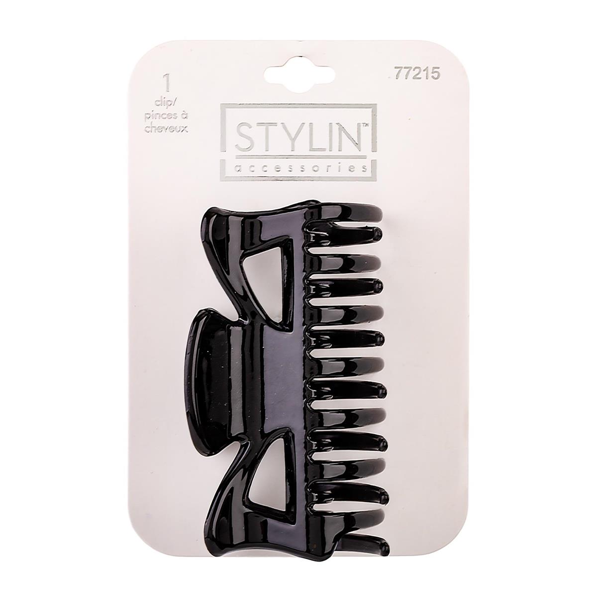 Stylin, 9cm Black Double-Layer Claw Clip, solid gloss black, h/c