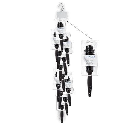 HAIRBRUSH - ROUND/BLACK 12PCS PER CLIP STRIP