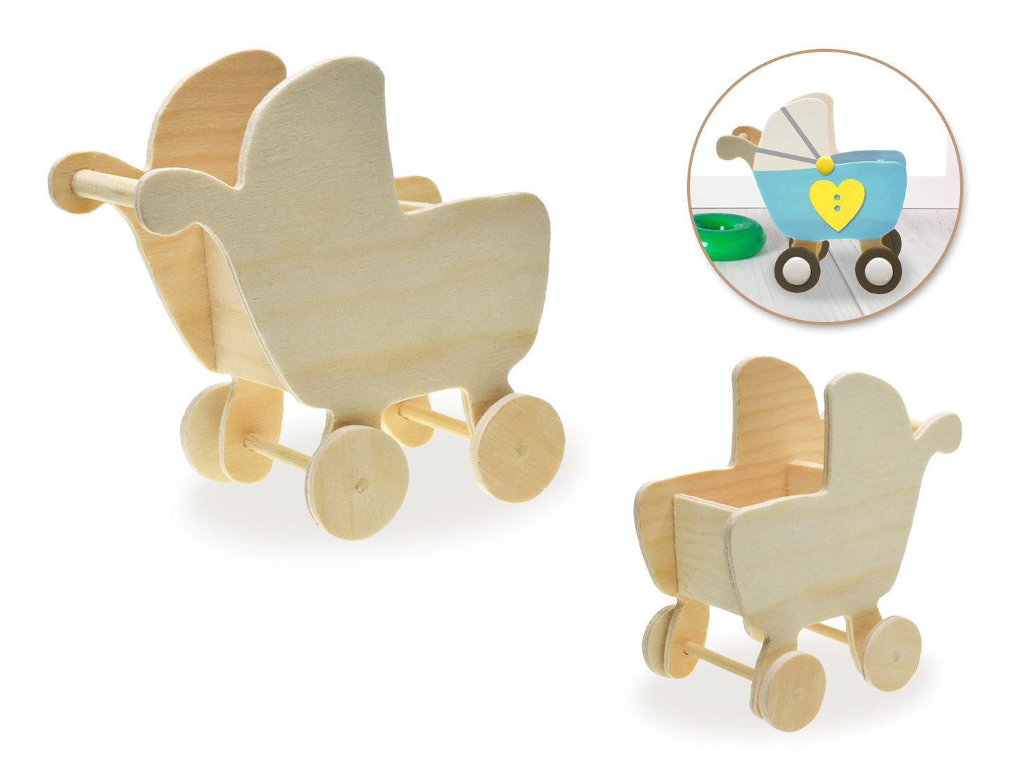 Wood Craft: 10x6.2x10.2cm DIY Baby Carriage