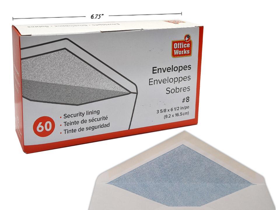 O.WKs. 60-pc #8 Security Envelopes, Boxed (VB37118)