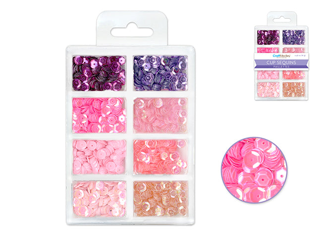 Craft Medley: 6mm Cup Sequins 25g Plastic Case 8-comp E) Princess