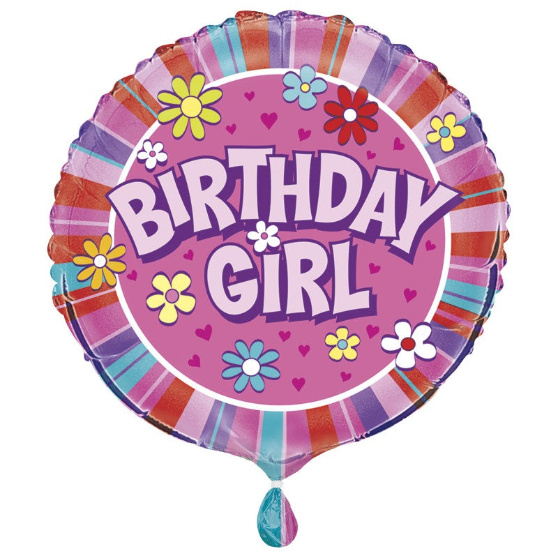 Helium filled - Birthday Girl Round 18" Foil Balloon