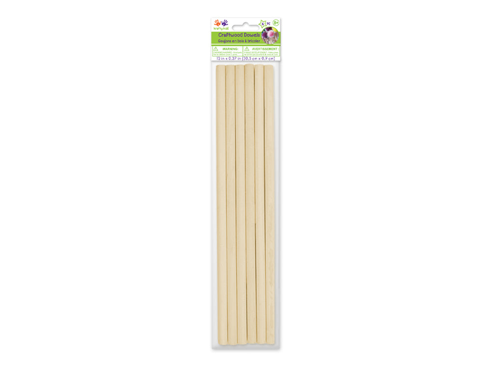 Craftwood: 3/8"x12" Natural Bamboo Dowel 6/pk