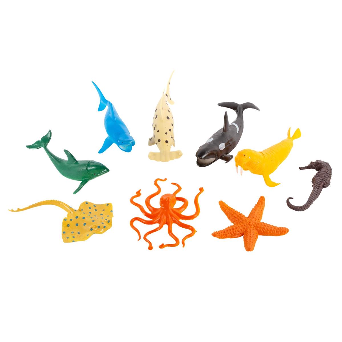 9pcs Sea Creature Toy Figures, PVC bag w/header