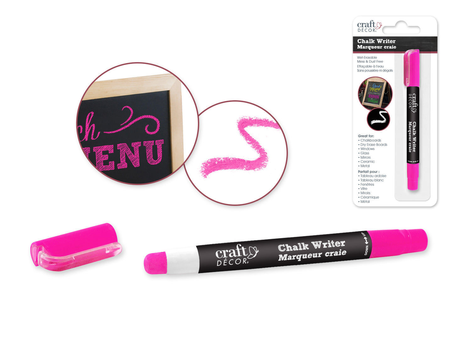 Craft Decor: Chalk Writer Blister-Carded H) Hot Pink