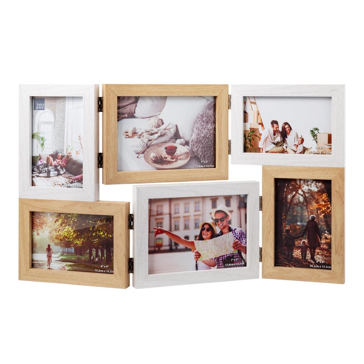 KG AMBIT 6 Collage 3D Photo Frame 4x6" & 5x7" White + Light wood. (LD)