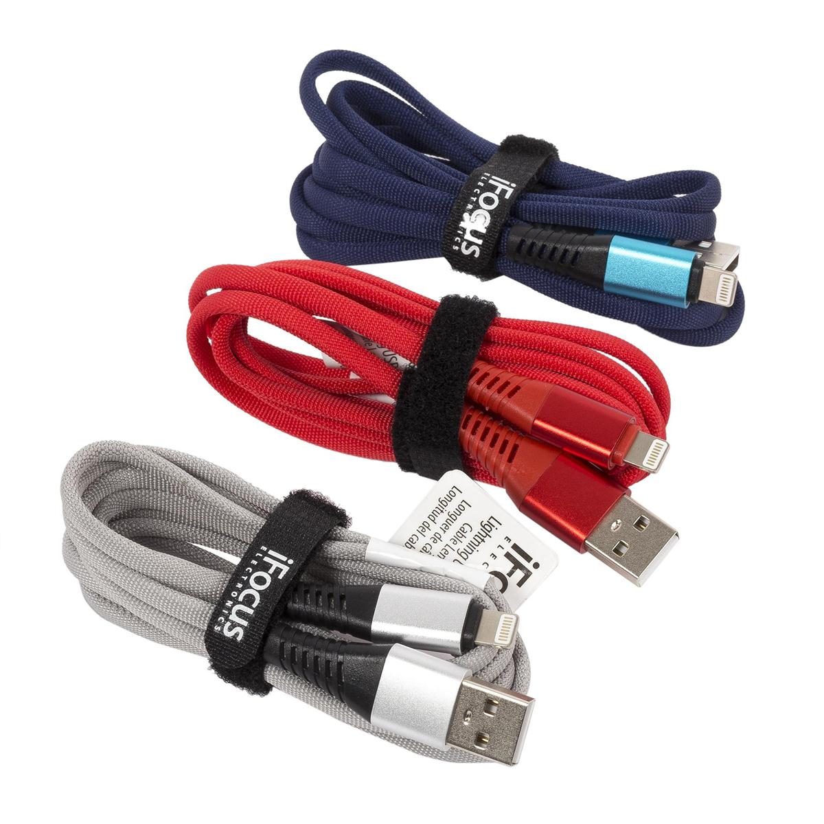 iFocus 5ft Lightning Data cable 3C, Velcro strap, bundle