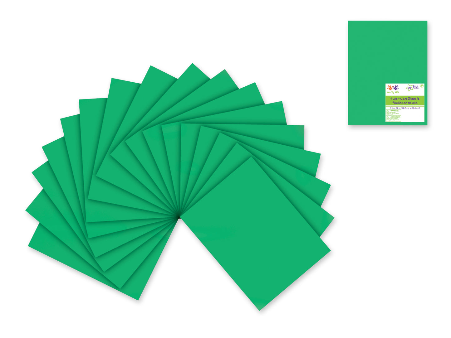 Fun Foam Sheets: One 9"x12" - 2mm(T) Barcoded Sheets C) Emerald Green